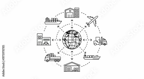 Global logistics network connecting different modes of transportation