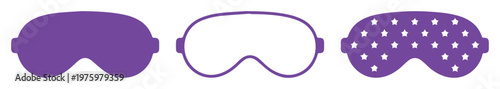 Purple sleep mask icon set, flat vector eye mask for sleeping and travel, solid and polka dot blindfold symbols for relaxation and wellness