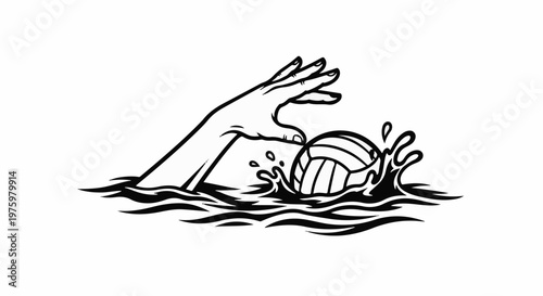 Hand reaching for ball splashing in water