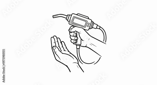 Hand holding a digital device over an open palm