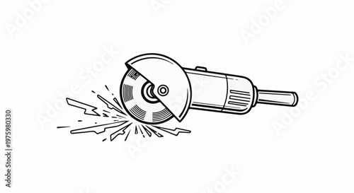 Handheld angle grinder with sparks flying as it cuts metal