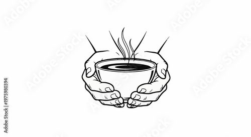 Hands cradling a steaming hot cup of dark liquid