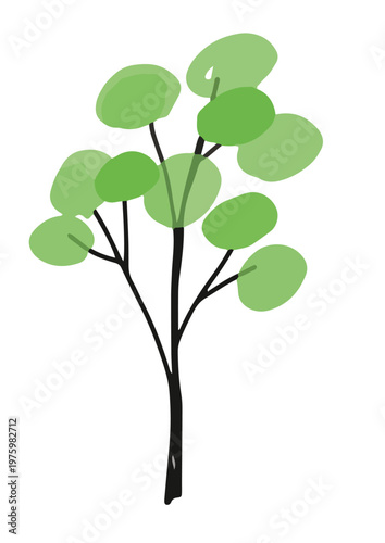 Single hand drawn green tree isolated botanical vector illustration