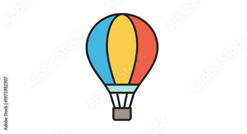 Colorful hot air balloon illustration against a white background for design