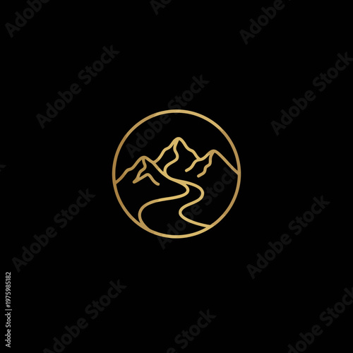 Free Download A sleek and minimalistic mountain logo ideal for representing adventure, travel, or nature conservation brands, encapsulating beauty and the essence of nature. - GFXLoad