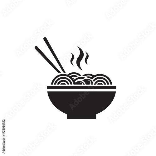 Steaming Noodles in Bowl with Chopsticks for Asian Cuisine and Food Service