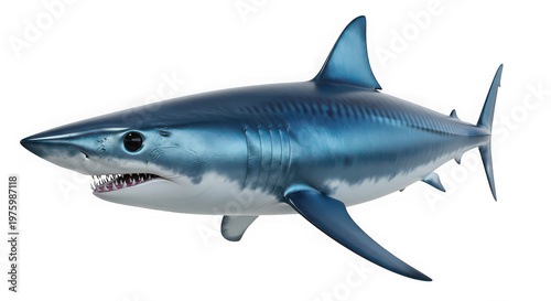 3d render of a mako shark isolated on transparent background