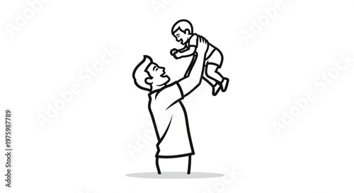 Father playfully lifting baby up in air joyful moment happy family love and care parenthood
