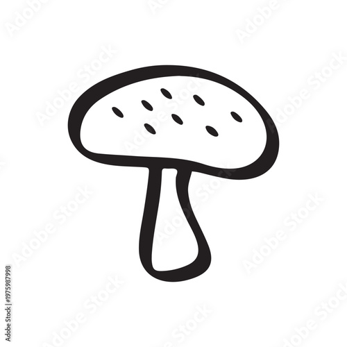 Hand Drawn Mushroom With Spots Outline Doodle
