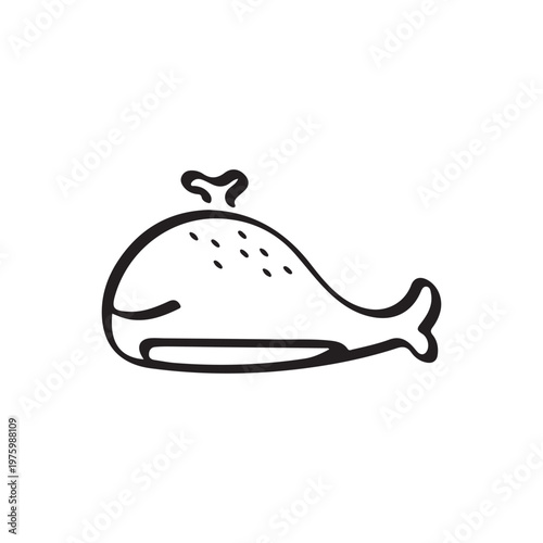 Whale outline doodle hand drawn illustration