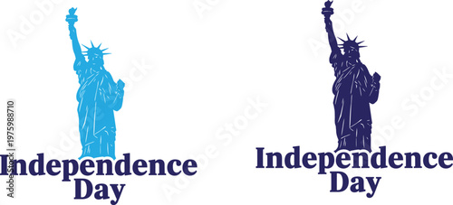Celebrating independence day iconic statue of liberty silhouettes with patriotic text for july 4th