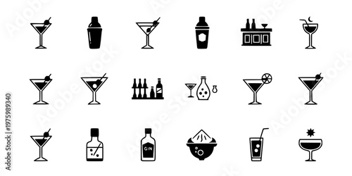 Martini Glass Cocktail Silhouette Vector Icon