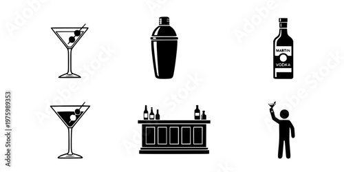 Martini Glass Cocktail Silhouette Vector Icon