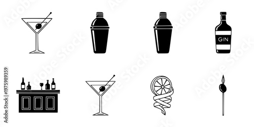 Martini Glass Cocktail Silhouette Vector Icon