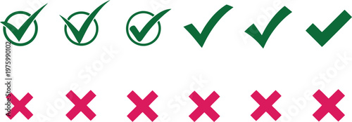 Visual representation of success and failure a collection of checkmarks and crosses