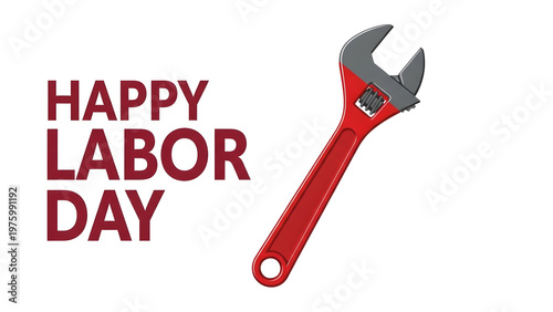 Happy labor day celebrating workers with tools and a festive holiday greeting