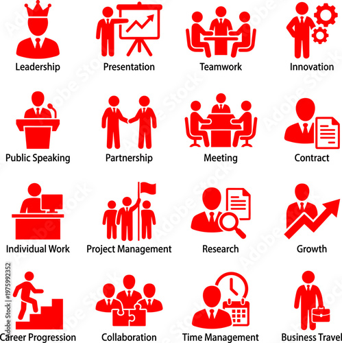 Collection of Business and Career Related Icons Representing Professional Concepts.