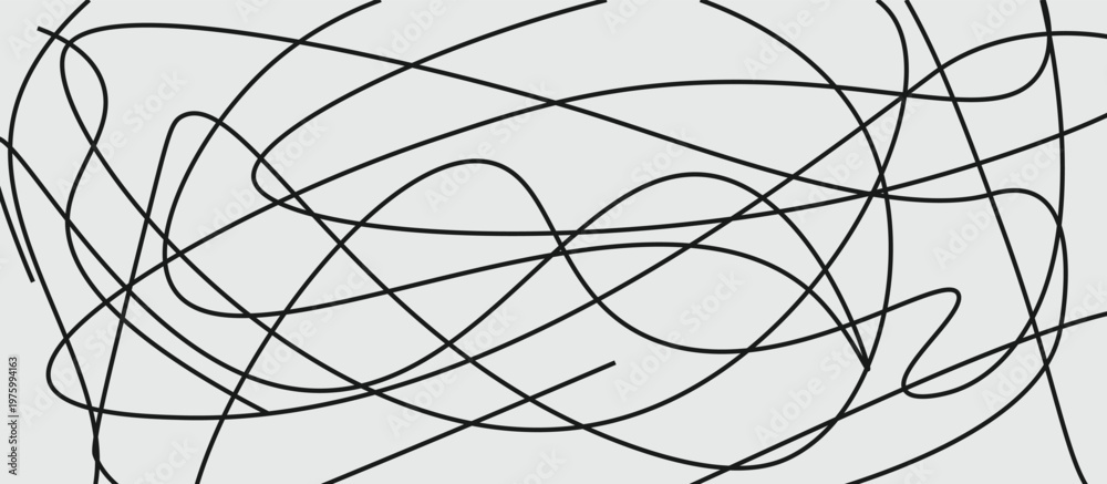 Obraz premium Abstract pattern of chaotic scribble lines on minimalist background