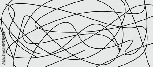 Abstract pattern of chaotic scribble lines on minimalist background
