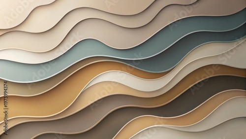 Abstract Curving Layers of Earthy Tones and Subtle Hues in a Smooth, Undulating Pattern