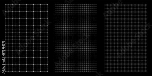 Seamless square blueprint grid texture, different mesh density set, grid intersection of lines with points, checker millimeter design with architect gird, science drawing and architecture draft