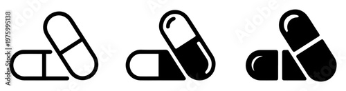 pill capsule medicine icon set