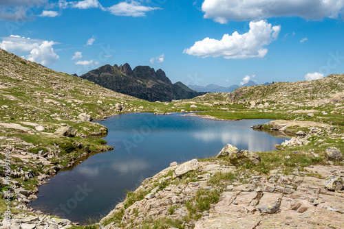 Lake Estanhets deth Port in the Circ de Colomers hiking trail, in Vall d´Aran, Lleida province, Catalonia, Spain