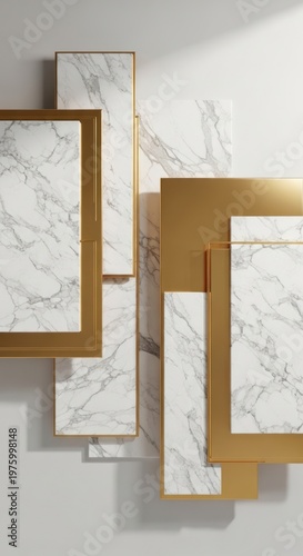 Abstract Geometric Marble and Gold Luxury Design