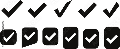 Collection of check mark icons a visual representation of completion approval and positive confirmation in various styles