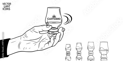 Whiskey Neat Glencairn Glass Silhouette
