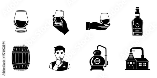 Whiskey Neat Glencairn Glass Silhouette