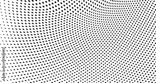 Optical illusion pattern with shifting halftone gradients and dots.