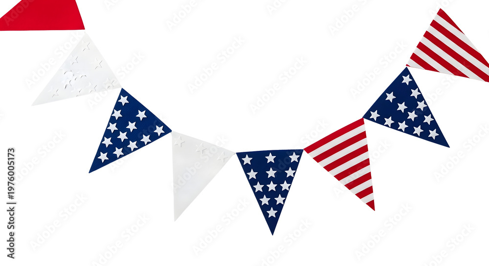 Fototapeta premium A colorful American flag banner on a transparent background for patriotic celebrations