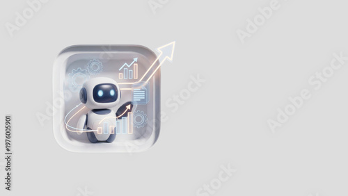 AI Analytics Agent — Holographic Data Charts, Copy Space
