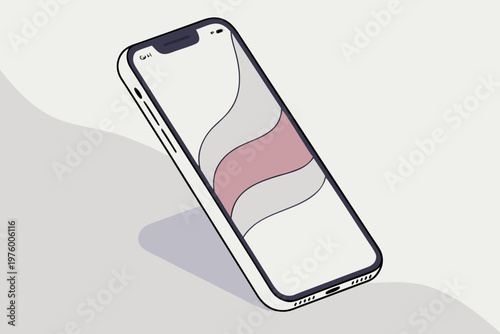 A minimalist vector illustration of a smartphone with a wavy design on its screen