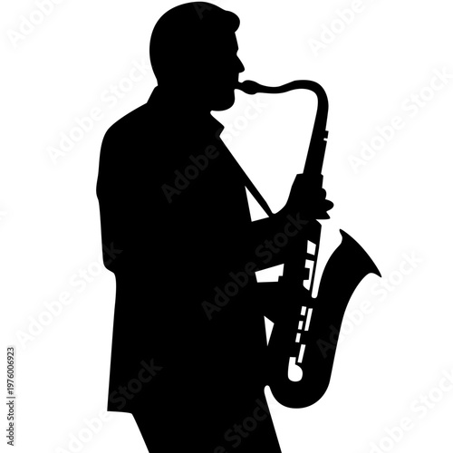 Jazz Music Silhouette Saxophone Player Vector