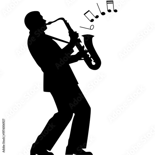 Jazz Music Silhouette Saxophone Melody Notes