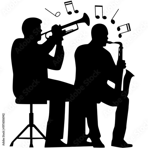 Jazz Music Silhouette Duo Band Performance