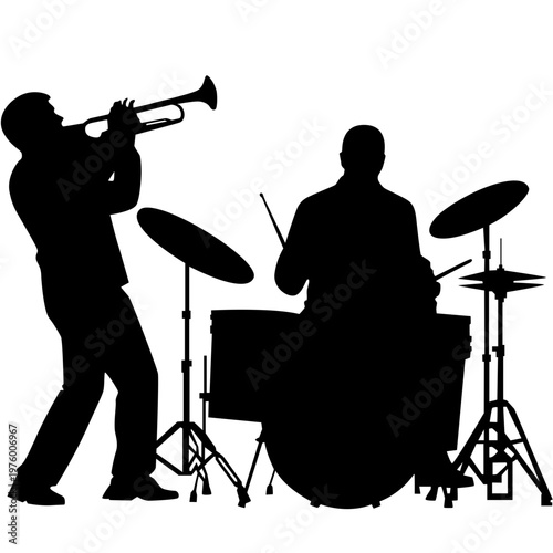 Jazz Music Silhouette Band Drum Performance