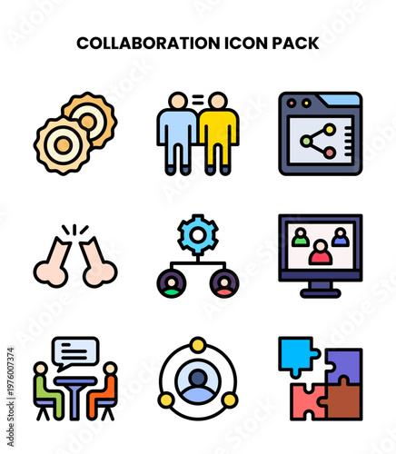 Collaboration Lineal Color Graphics Icons Pack