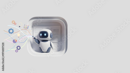 AI Creativity Agent — Neumorphic 3D Icon with Copy Space