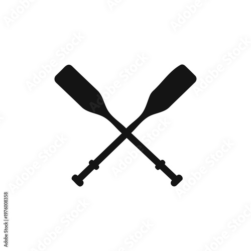 Crossed oars silhouette vector flat illustration design.
