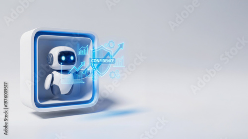 AI Business Growth Agent — Neumorphic 3D Icon with Copy Space