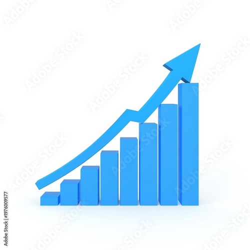Free Download 3D Blue Bar Graph with Upward Trending Arrow Representing Financial Growth - GFXLoad