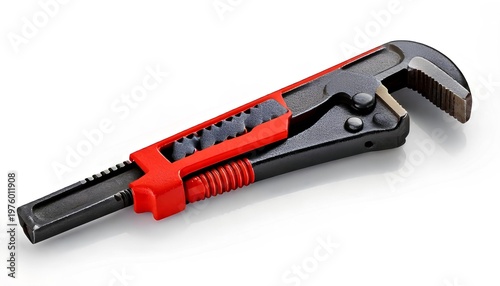 Adjustable Pipe Wrench: A close-up shot of a rugged, adjustable pipe wrench, featuring its strong design and capacity to turn and grip with efficiency.