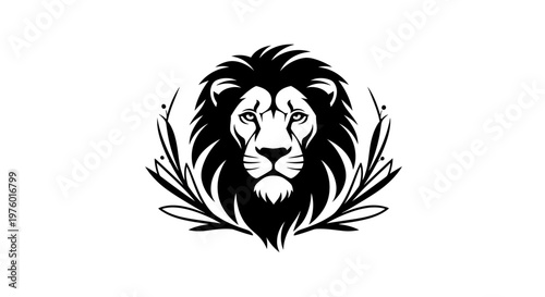 Majestic Lion Head with Laurel Wreath Logo Design.