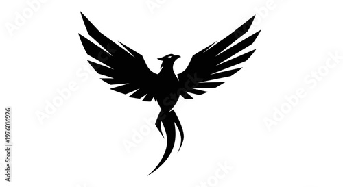 Majestic Phoenix Bird Silhouette with Wings Spread.