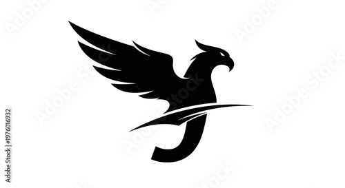 Majestic Phoenix Bird Logo Design with Initial J.