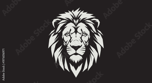 Majestic lion head with powerful gaze on a dark background.