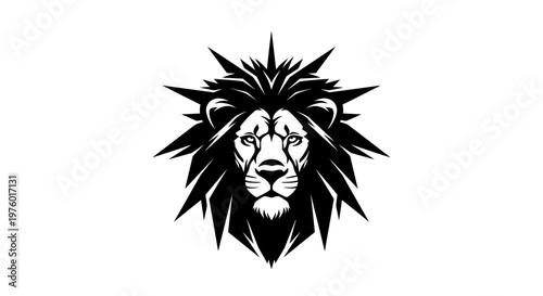 Majestic Lion Head with Spiky Mane Vector Illustration.